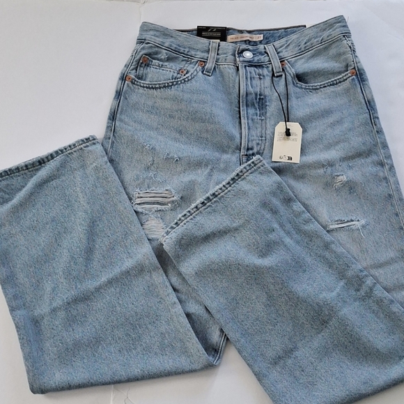 Levi's Ribcage Straight Jeans Hang Up Sz 27 - Picture 5 of 16